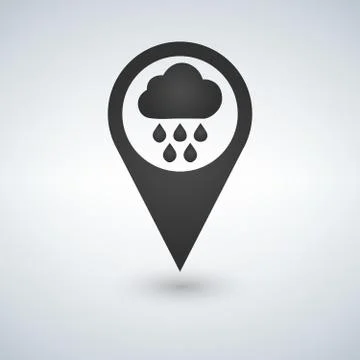 Map pointer with rain and cloud icon. イラスト素材
