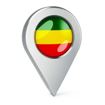 Map pointer with Rastafarian flag, 3D rendering 스톡 일러스트
