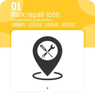 Map pointer repair icon with flat style isolated on white background 스톡 일러스트