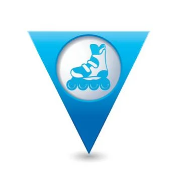 Map pointer with roller skate boot icon Illustrazione stock