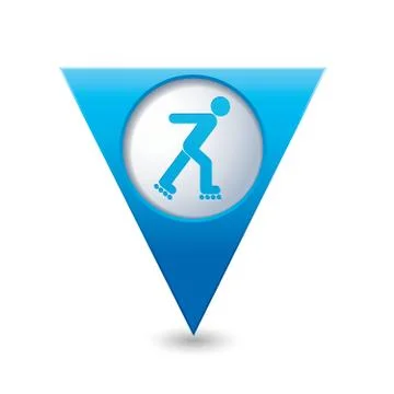 Map pointer with roller skating icon Stock Illustration