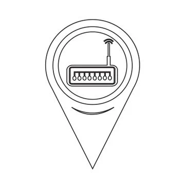 Map Pointer Router Icon Stock Illustration