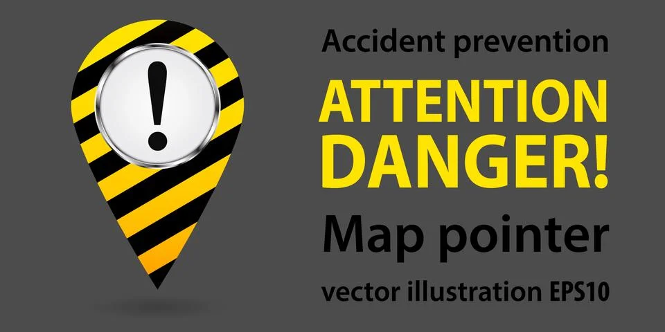 Map pointer. Safety information. Industrial design. Vector Stock Illustration