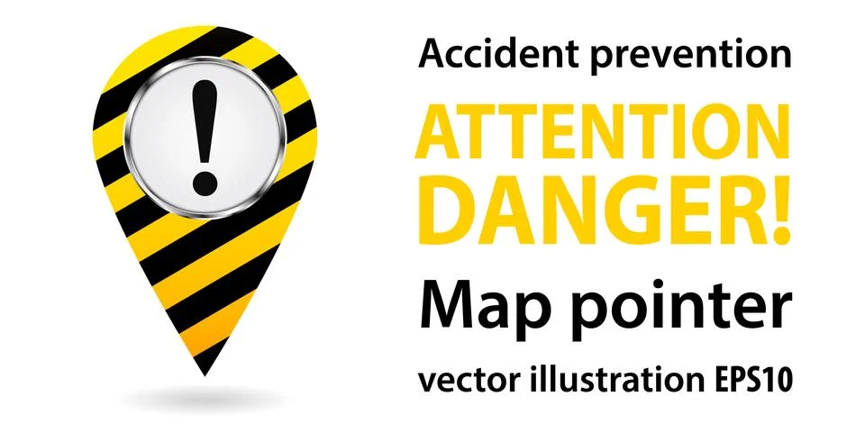 Map pointer. Safety information. Industrial design. Vector Stock Illustration