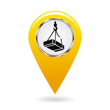 Map pointer. Safety symbol. Caution may drop shipping. Location and specify the Stock Illustration