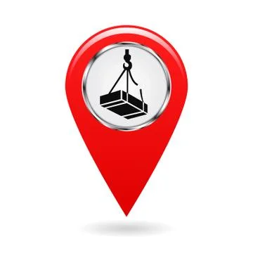 Map pointer. Safety symbol. Caution may drop shipping. Location and specify the Stock-Illustration