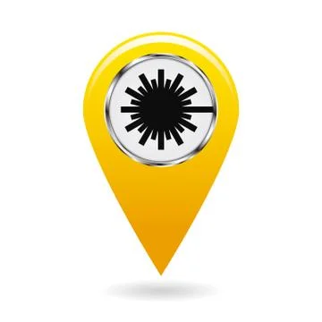 Map pointer. Safety symbol. Index of zones with laser radiation. Location and Stock Illustration