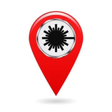 Map pointer. Safety symbol. Index of zones with laser radiation. Location and Stock Illustration