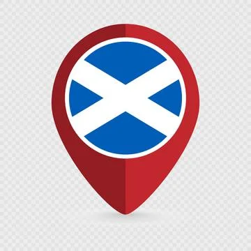 Map pointer with Scotland flag. Vector illustration. 스톡 일러스트