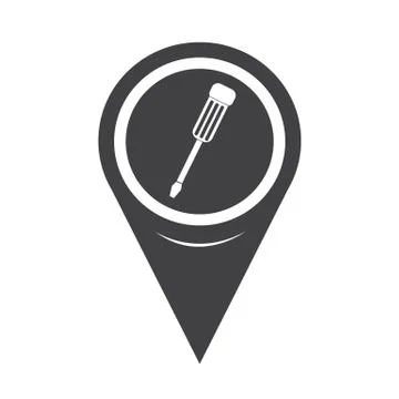 Map Pointer Screwdriver Icon Stock Illustration