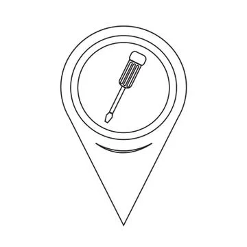 Map Pointer Screwdriver Icon Stock Illustration