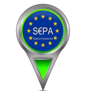 Map pointer with SEPA - Single Euro Payments Area Illustrazione stock