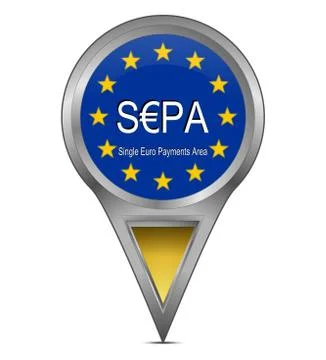 Map pointer with SEPA - Single Euro Payments Area 스톡 일러스트