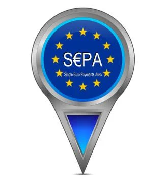 Map pointer with SEPA - Single Euro Payments Area Stock Illustration