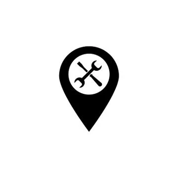 Map pointer with service solid icon, navigation Stock Illustration