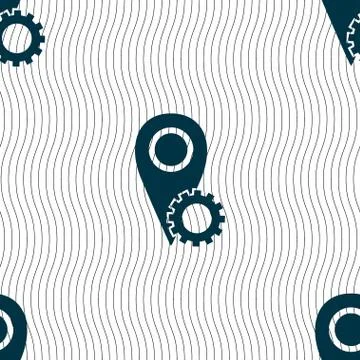 Map pointer setting icon sign. Seamless pattern with geometric texture. Vecto Illustrazione stock