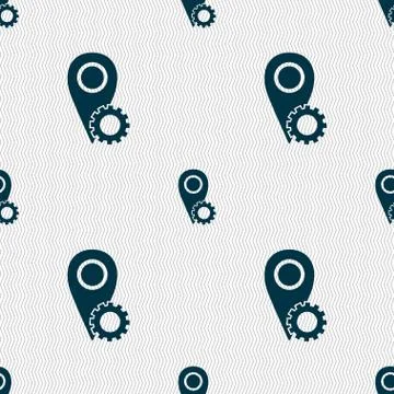 Map pointer setting icon sign. Seamless abstract background with geometric sh Stock Illustration