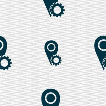 Map pointer setting icon sign. Seamless abstract background with geometric shape Stock Illustration
