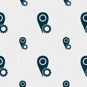 Map pointer setting icon sign. Seamless pattern with geometric texture. Stockillustratie