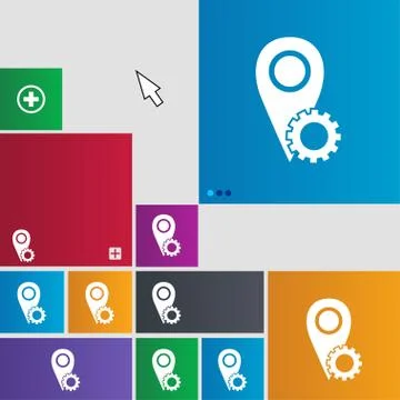 Map pointer setting icon sign. Metro style buttons. Modern interface website but 스톡 일러스트