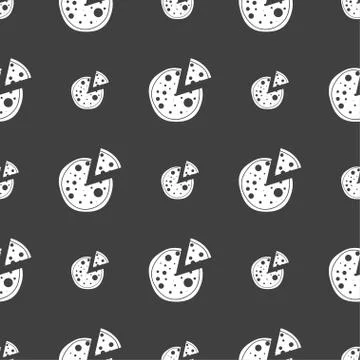Map pointer setting icon sign. Seamless pattern on a gray background. 스톡 일러스트