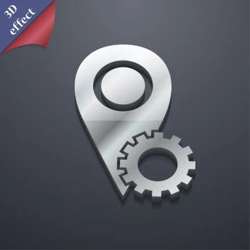 Map pointer setting icon symbol. 3D style. Trendy, modern design with space for Illustrazione stock