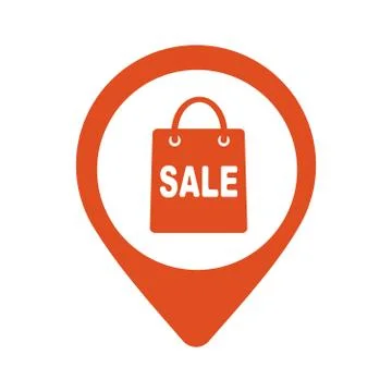 Map pointer with shopping bags icon. Vector illustration Stock Illustration