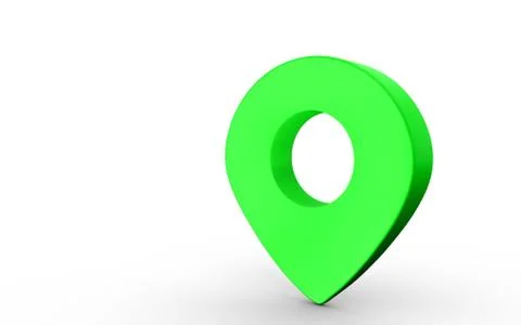 Map pointer sign in green color isolated on white background. 3D Rendering 스톡 일러스트