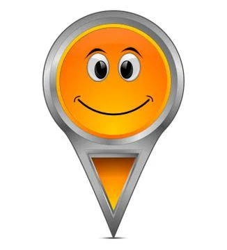 Map pointer with smiling face Stock Illustration