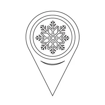 Map Pointer Snowflake Icon 스톡 일러스트