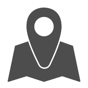 Map with pointer solid icon, travel concept, navigator pin sign on white Stock Illustration