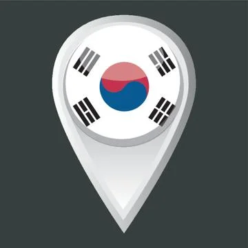 Map Pointer With South Korea Flag Illustrazione stock