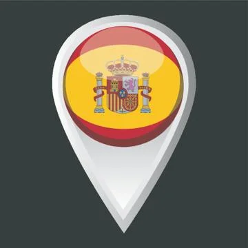 Map Pointer With Spain Flag Stock Illustration