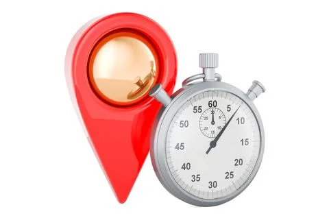 Map pointer with stopwatch. 3D rendering 스톡 일러스트