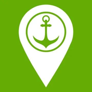 Map pointer with symbol anchor and sea port icon green Stock Illustration