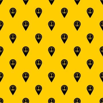 Map pointer with symbol anchor and sea port pattern vector Illustrazione stock