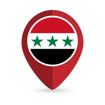 Map pointer with Syria flag inside. Vector illustration. Stock Illustration