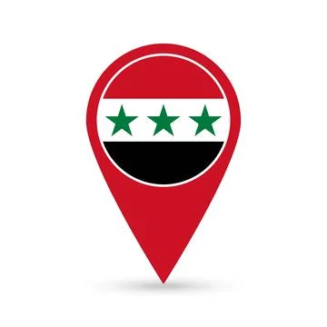 Map pointer with Syria flag inside. Vector illustration. Stock Illustration