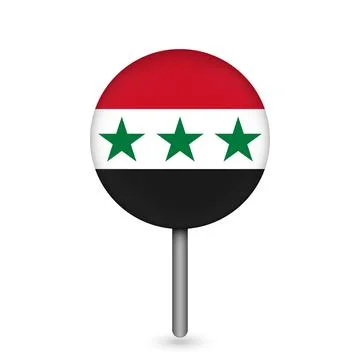 Map pointer with Syria flag inside. Vector illustration. Stock Illustration