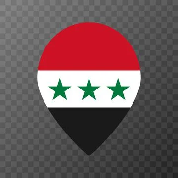 Map pointer with Syria flag inside. Vector illustration. Stock Illustration