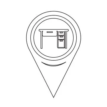 Map Pointer Table Office Icon Stock Illustration