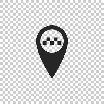 Map pointer with taxi icon isolated on transparent background. Flat design Ilustração Stock