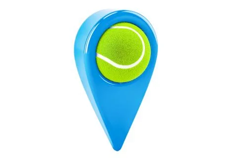 Map pointer with tennis ball, location concept. 3D rendering イラスト素材
