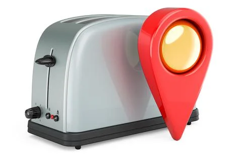 Map pointer with toaster. 3D rendering Stock Illustration