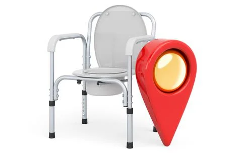 Map pointer with toilet chair, 3D rendering Stockillustratie
