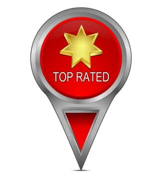 Map pointer with Top Rated – 3D illustration 库存插图