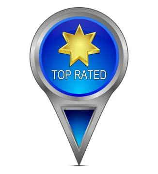 Map pointer with Top Rated – 3D illustration 스톡 일러스트