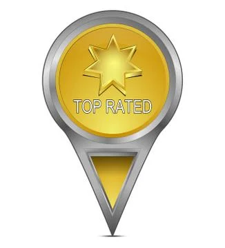 Map pointer with Top Rated – 3D illustration Illustrazione stock