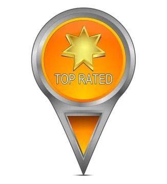 Map pointer with Top Rated - 3D illustration Illustrazione stock