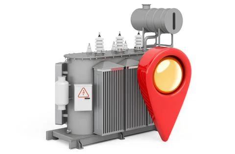 Map pointer with transformer oil. 3D rendering Ilustración de archivo